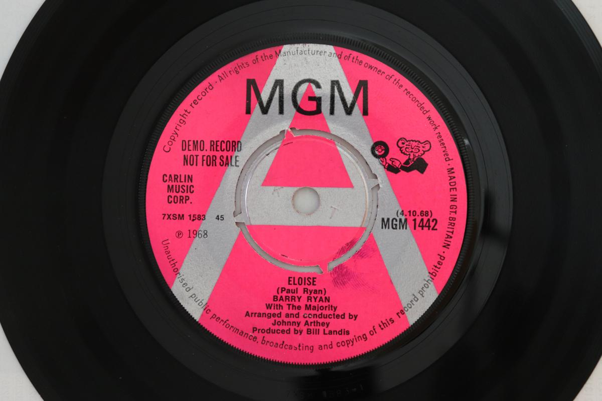 

7inch Record BARRY RYAN - Eloise MGM1442PROMO MGM Records 1968 UK Rock Used