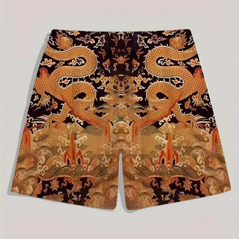 China Chinese Retro Dragon Muay Thai Boxing Kickboxing Shorts 3D Print Training Unisex Men Women Quick Dry Fitness Gym Sport Workout Casual Streetwear
