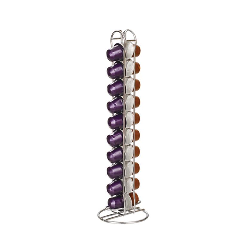 Suit Nespresso Coffee Pods Holder 20 Pod Gold Coffee Capsules Rotating Rack Coffee Capsule Stand Storage Shelve Organization for Home