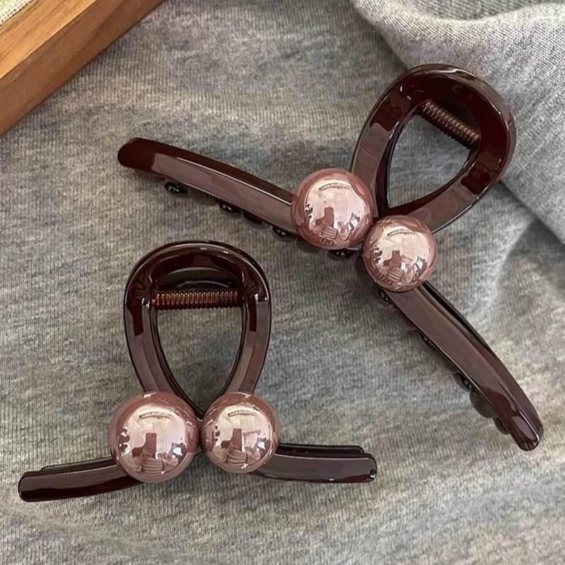 Elegant Pearl Hair Claw For Women Girls Simple Large Shark Clip Trendy Plastic Hairpin  Versatile Hair Accessories Gifts