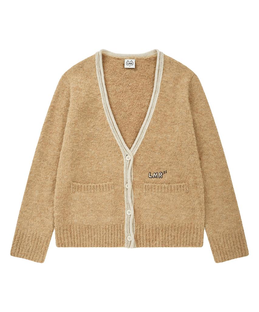 LMR Contrast Point Boucle Cardigan Beige