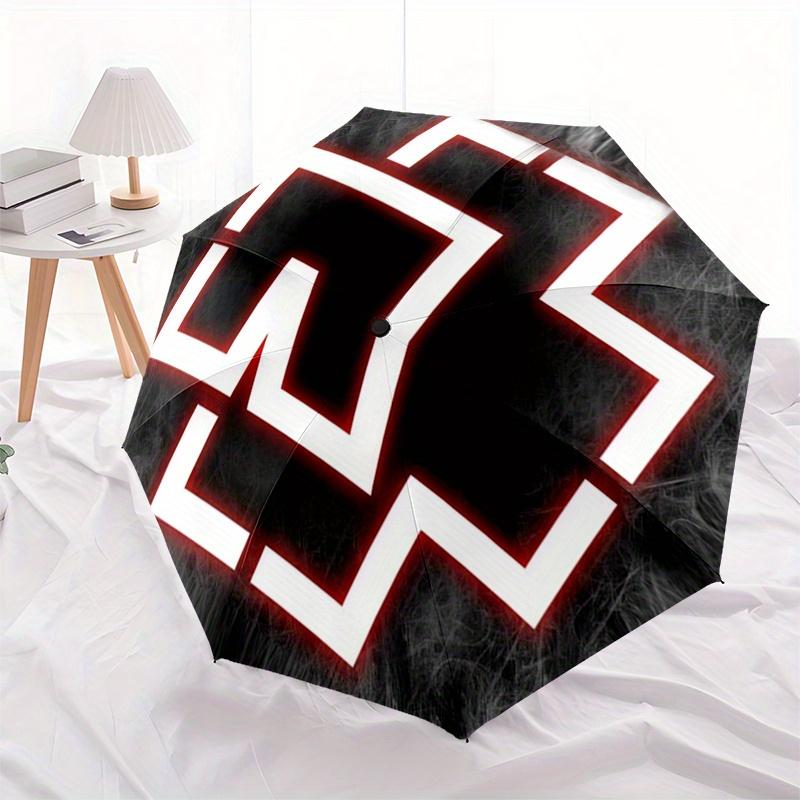 Abstract Red and White Patterned CoasterUmbrella, Portable 3-Fold Compact Umbrella for Men & Women Gift