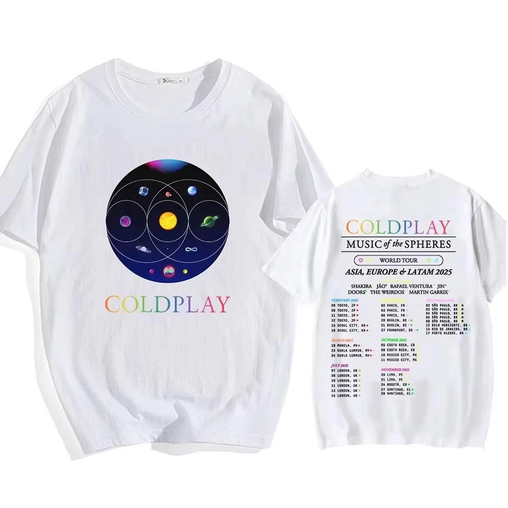 

Coldplay 2026 Summer Music Festival World Tour Mens Cotton TShirt Heavy Metal Fashion Pattern Short Sleeve Women Men Tshirt S