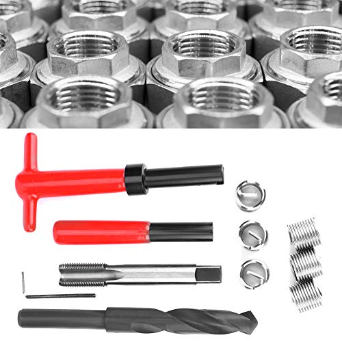 Helicoil M16X1.5 Oversized Tread Plug Kit, Stainless Steel, 11-Piece Thread Repair Kit, Stainless Steel Twist Drill Wrench, Tap Insertion Tool, M16X1.