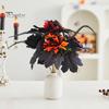 Fall Floral Arrangement Halloween Artificial Flower, Faux Sunflower Rose Bouquet with Black Harvest Party Decoration Maple Leaves, Autumn Fake