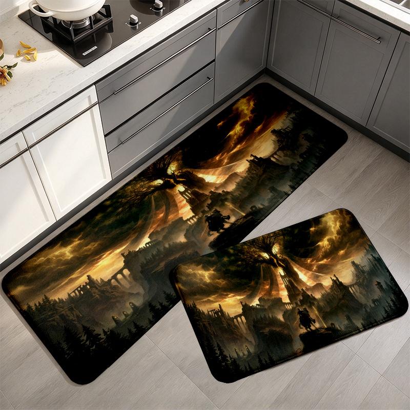Elden Flannel Kitchen Mat Christmas Soft Area Rug Non Slip Floor Carpet Home Decoration