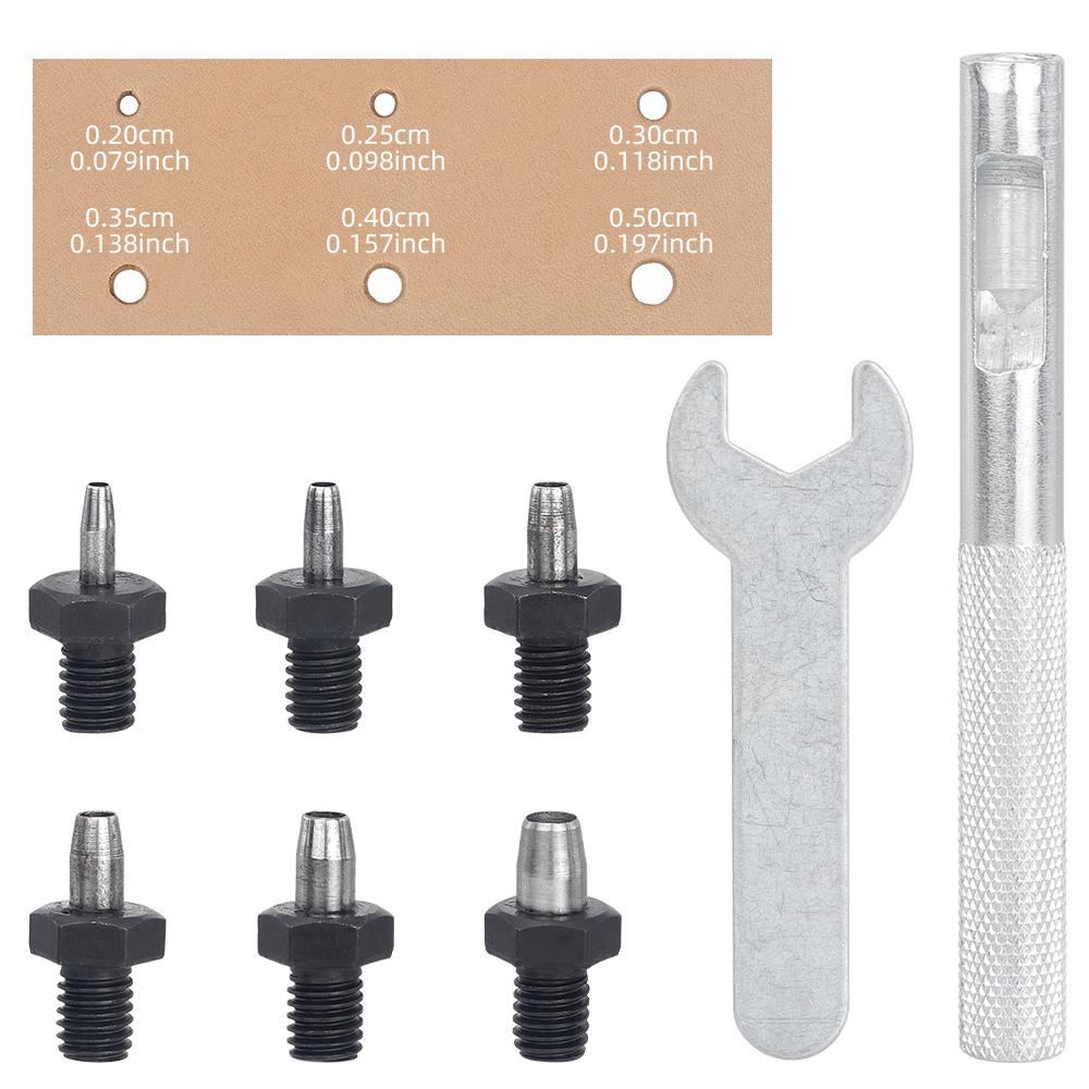 1 Set leises & langlebiges & austauschbares Locheisen-Werkzeugset, runde Locheisen in verschiedenen Größen, Lochen von Löchern für DIY-Ledertaschen & Schultergurte