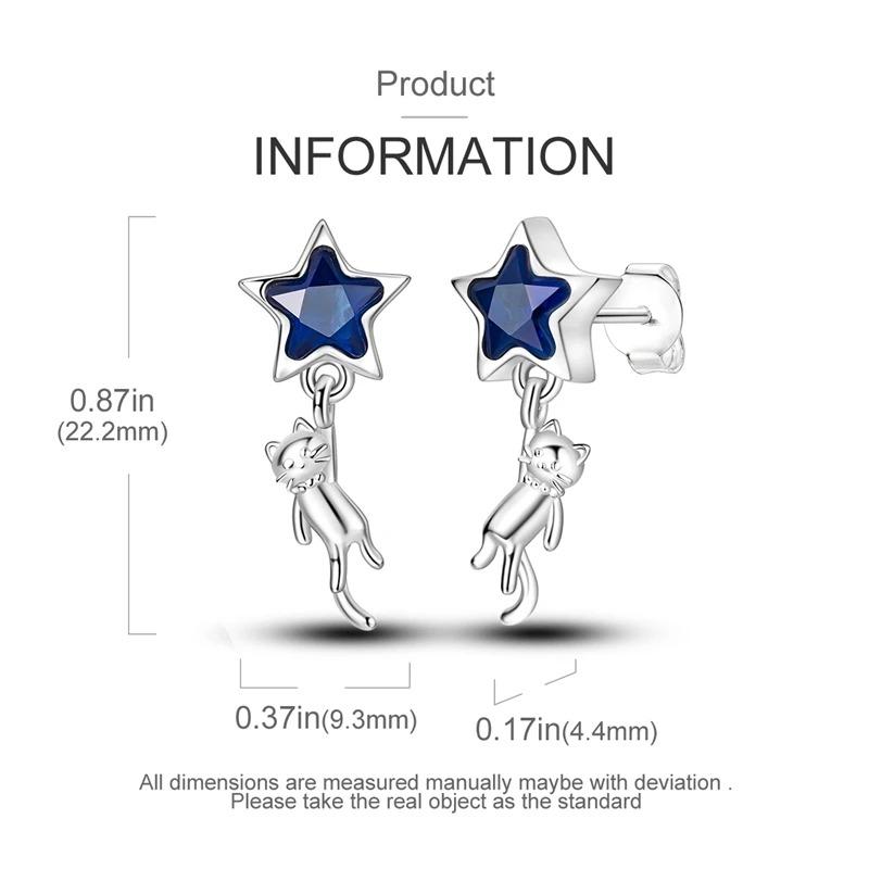 New 925 Sterling Silver Star Moon Earrings for Women Sparkling Zircon Ear Studs Luxury Romantic Fine Jewelry Gift for Girl