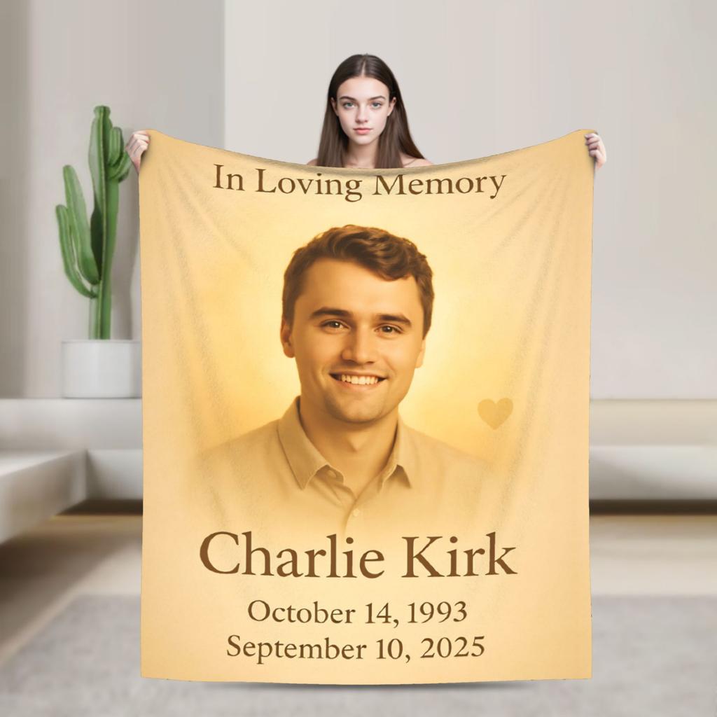 Charlie Kirk And Juses Throw Blanket Soft Cozy Graphic Blanket For Living Room Travel Office Flannel Bedspread Bed Cover