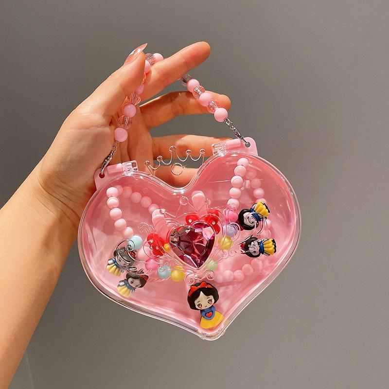 Cartoon Princess Jewelry Set: Necklace, Hair Clip & Ring for Little Girls - Perfect Birthday Gift