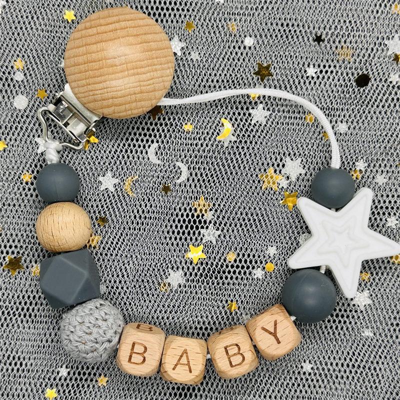 Handgefertigt Personalisierte Name Kaktus Schnullerclips Ketten Silikonperlen Personalisieren Säugling Chupetero Zahnung Personalisiert Geschenk