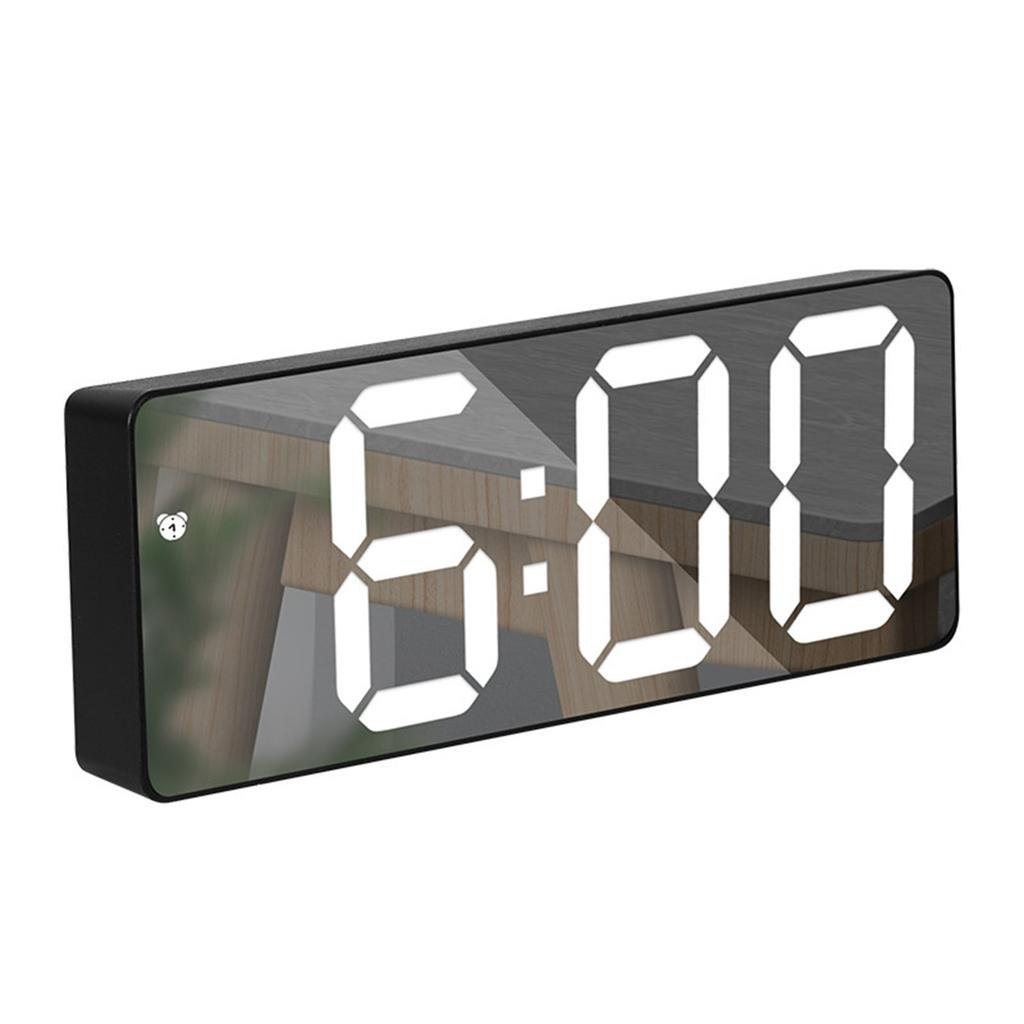 Mirror Surfaces LED Digital Alarm Clock with Alarm Dimming Date Day of Week Temperature Display for Bedroom Table Decors