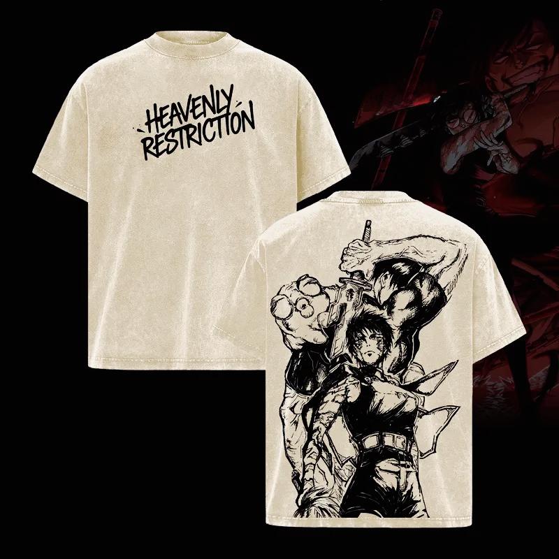 Jujutsu Kaisen Фушигуро Тодзи Аниме Футболка Зенин Маки Стиранная Оверсайз Футболка Мужская Женская Одежда Футболки с Коротким Рукавом Хлопковые Топы XXL бежевый 1530₽