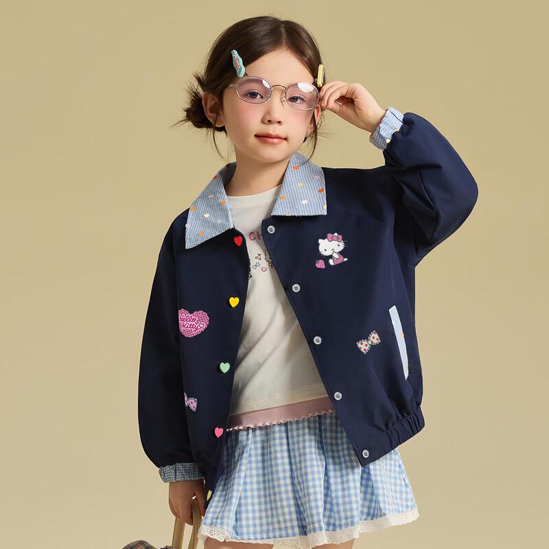 Hello Kitty Girls' Cartoon Print Lapel Spring Jacket