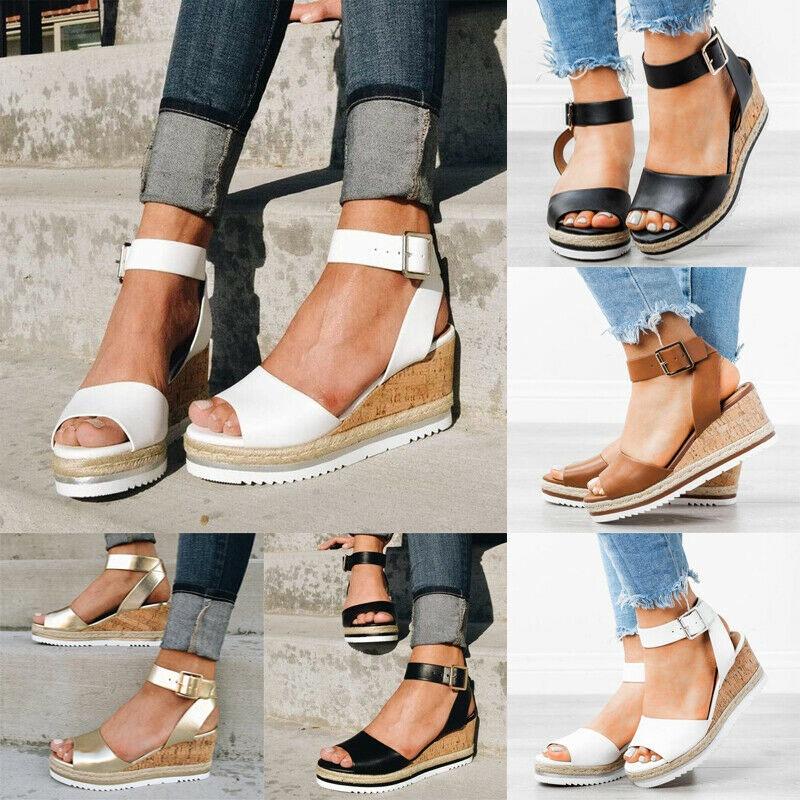 Elegant Women's Ankle Strap Open Toe Platform Wedges Sandals For Summer Comfort
