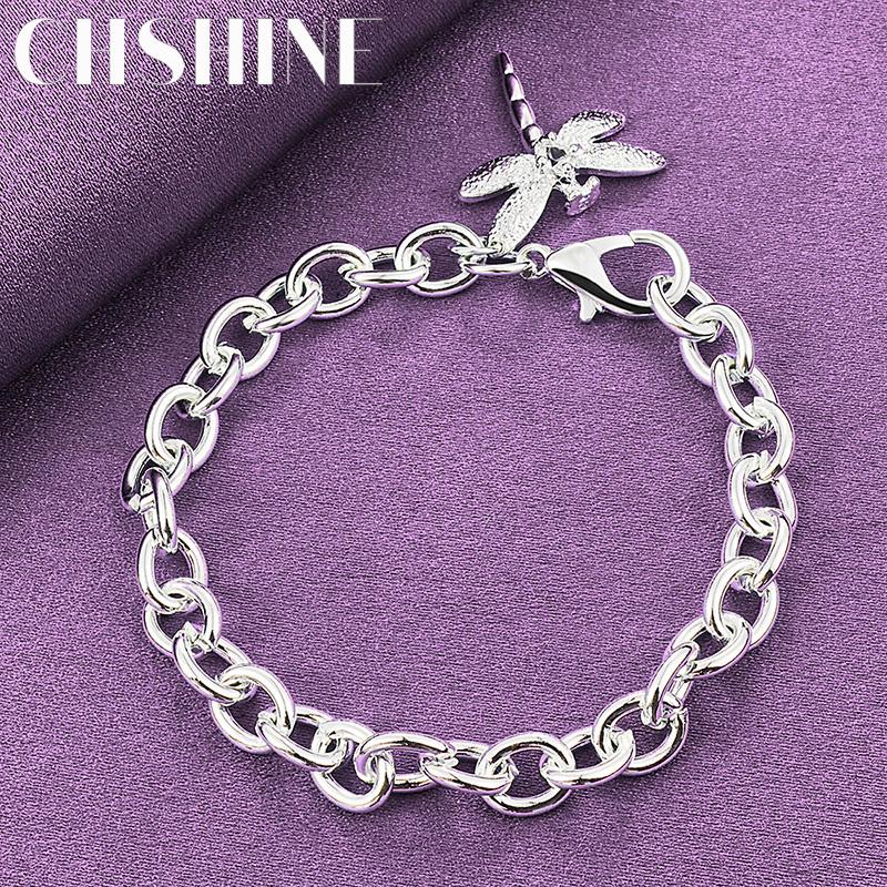 

CHSHINE 925 Sterling Silver Dragonfly Chain Bracelet For Women Wedding Party Fashion Charm Jewelry 20cm