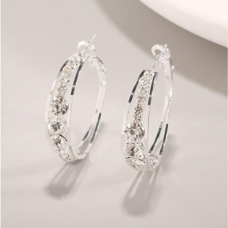 1 Pair of Earrings Exquisite Explosive Style Rhinestone Earrings for Men and Women Big… More