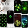 Lucky Four Leaf Clover Phone Case For iPhone 16,15,14,13,12 Mini 11 Pro XR,X,XS,MAX 7,8 Plus Silicone Cover Soft Black