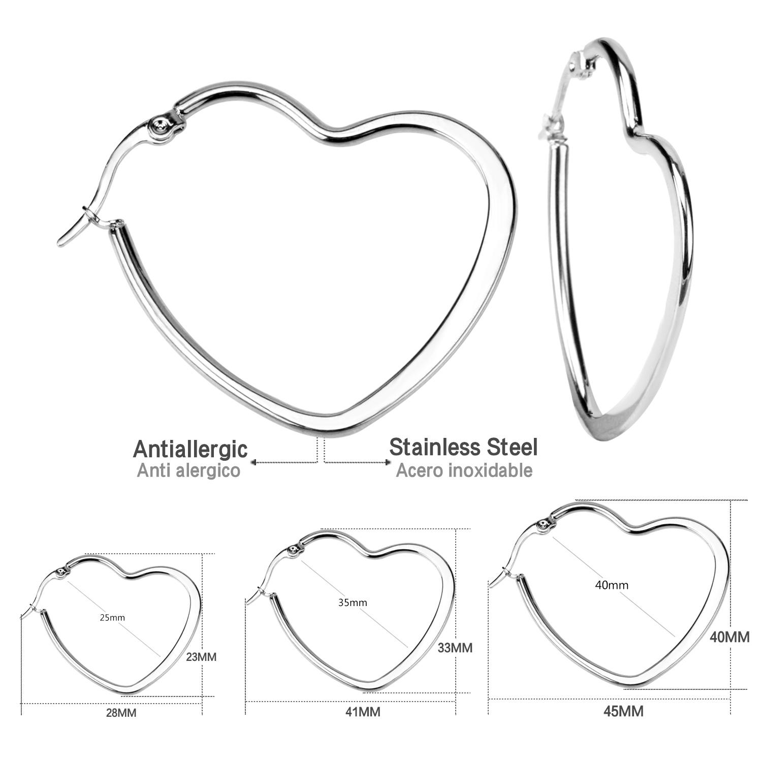 

LUXUSTEEL New Big Heart Hoop Earrings Women Accessories Gold Color Size 25mm 35mm 45mm Earrings Fashion Jewelry Stainless Steel 45mm