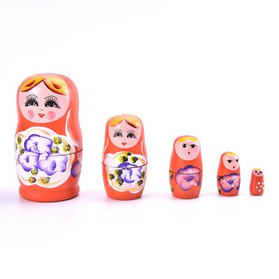 5Pcs Novelty Cartoon Girl  Wooden Nesting Dolls Hand Painted Matryoshka