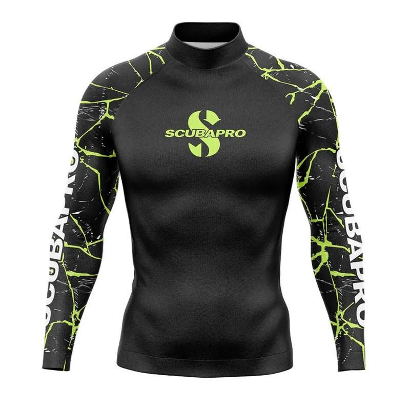 Rash Guard da Uomo Protezione UV Manica Lunga Maglia da Nuoto Surf Subacquea Snorkeling Sport Acquatici Asciugatura Rapida