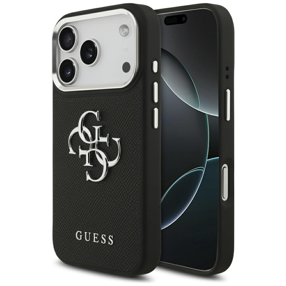 Guess Grained Big 4G Classic Logo case for iPhone 17 Pro black