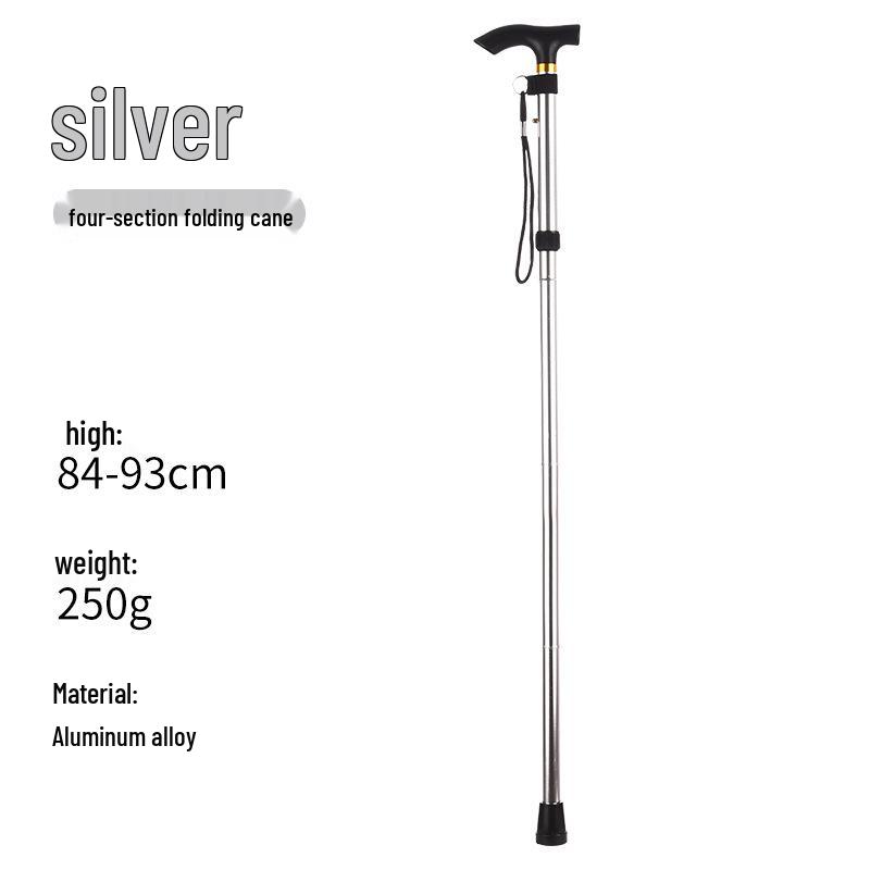 

Телескопическая складная трость для ходьбы из алюминиевого сплава: Регулируемая, противоскользящая, усиленная 5-секционная трость для пожилых людей. 840-930 mm