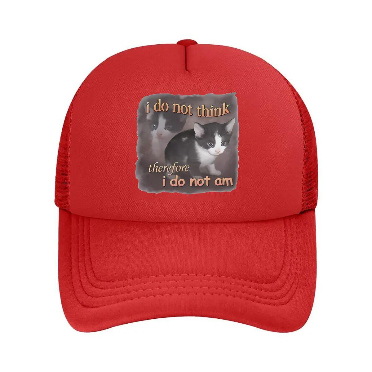 “Cat Philosophy Humor, Meme Art Design” Mesh Baseball Cap One Size