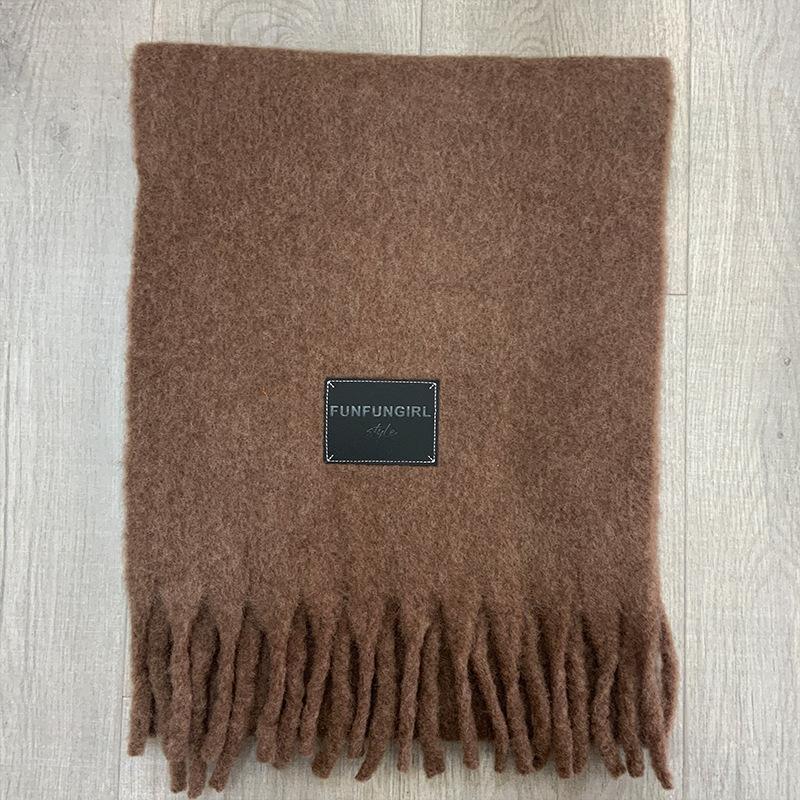 Autumn and winter Ankela red wool scarf women's new solid color thickened warm scarf high-end simple and versatile shawl