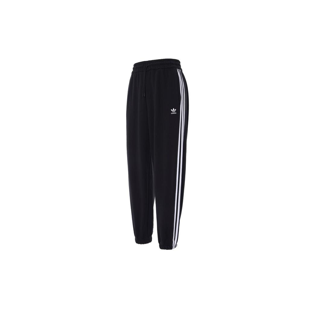 Adidas Originals Trefoil SS22 Solid Embroidered Logo Drawstring Straight Sweatpants Women Bottoms Black HM2143