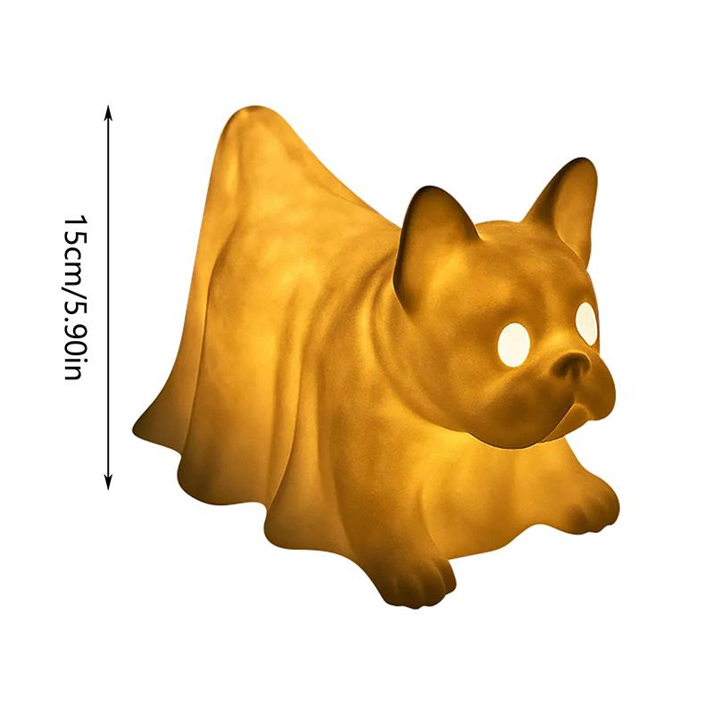 Halloween Dachshund Ghost Lamp, Halloween French Bulldog Glowing Ghost Figurine, Cute Dog Display Statue Nightlight Decorations