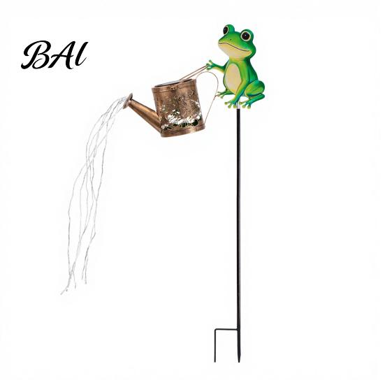 Garden Gift for Plant Lovers Solar Frog Stake Light, Watering Can Shadow Projection Lamp with Metal Landscape Lighting Waterfall LED, Outdoor