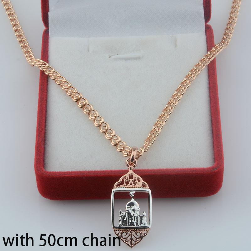 585 Rose Gold Mother And Son Pendant Necklace Unisex Religious Virgin Mary Jewelry