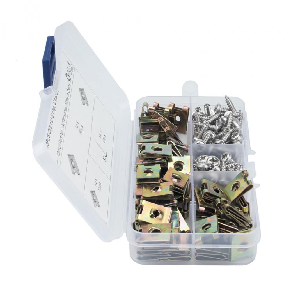 160PCS Fasteners U Nuts Self Tapping Screw Spire U Clips Interior Trim Panels For Car Motorcyle