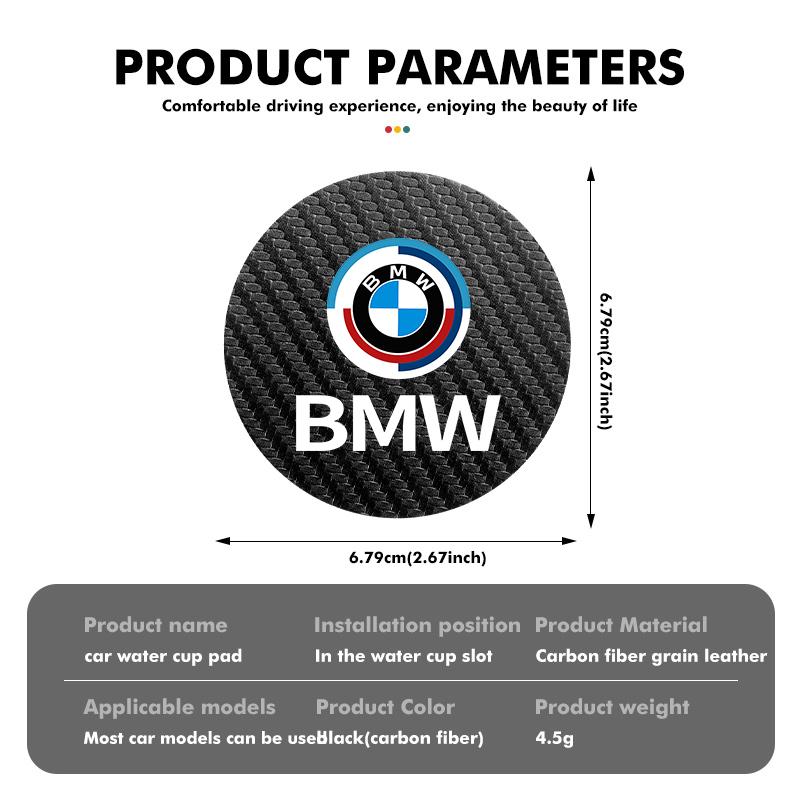HMAO6 2pcs Car Water Cup Mats Carbon Fiber Coaster Non-Slip Pad For BMW Performance E91 X5 E70 F11 E30 F31 X3 F25 F32 x7