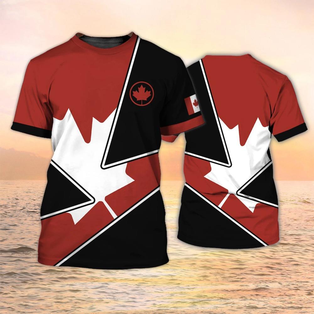 Canada Flag Maple Leaf Printed T-shirt Men Women Fashion Sports Streetwear Short Sleeved T Shirt Kids Canadian Football Jersey