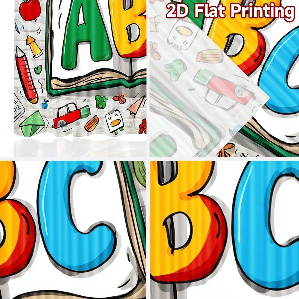 2D flat printing 2pcs Curtain Party Curtain School Learning ABC Digital Printed Polyester Drapes Festive Wall Decor for Indoor