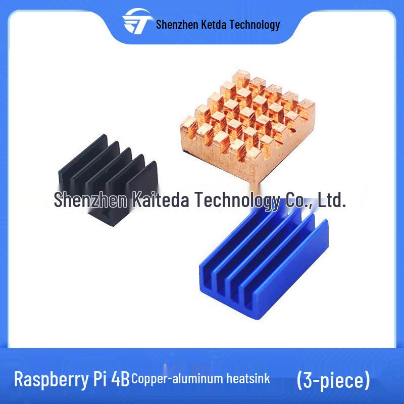 Raspberry Pi 4B Dedicated Heatsink Set: 1 Copper, 1 Blue, 1 Black for Efficient Heat Dissipation