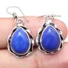 Blue Chalcedony Gemstone Handmade Gift For Her Silver Jewelry Earrings 1.5''