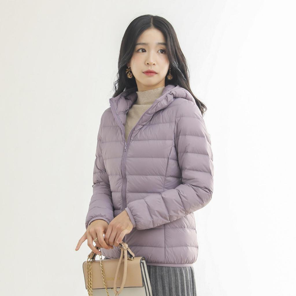 Rourou Women's Hooded Lightweight Down Jacket - New Mushroom Series, Short Style, 90% White Duck Down, Perfect for Autumn and Winter.
