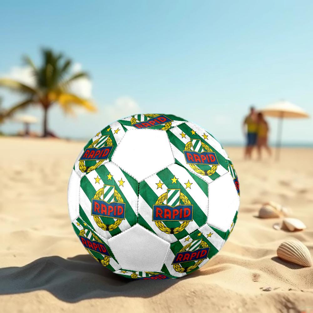Rapid Wien Soccer Ball, Colorful, Suitable for All Ages, Machine-stitched, PVC Material, Competition Grade, Durable and High Bounce