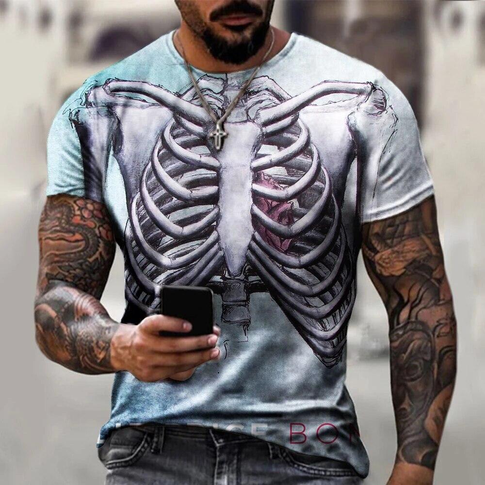 Tricou cu schelet de groază Bone Scary Imprimare 3D Streetwear Bărbați Femei Moda Tricou cu mânecă scurtă supradimensionată Tricou pentru copii Topuri Îmbrăcăminte