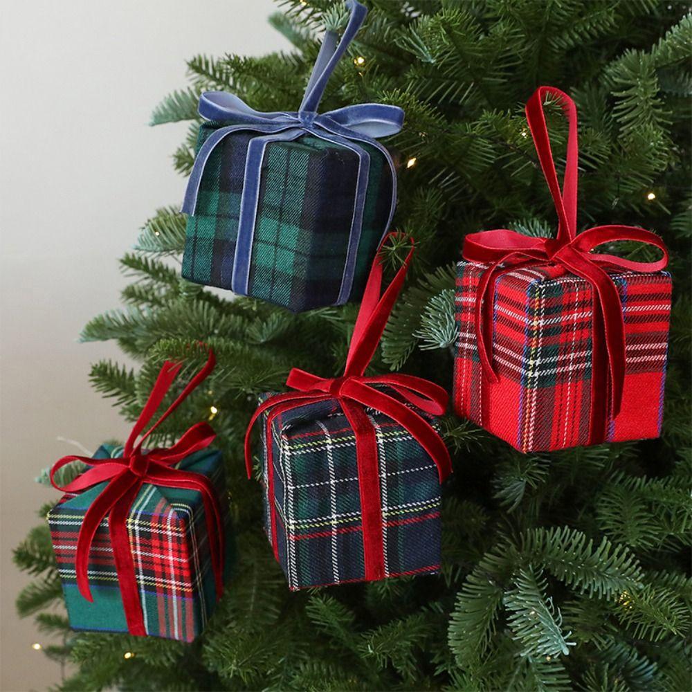 Plaid Pattern Christmas Tree Ornament Hanging Hanging Christmas Ornament Christmas Tree Decorating