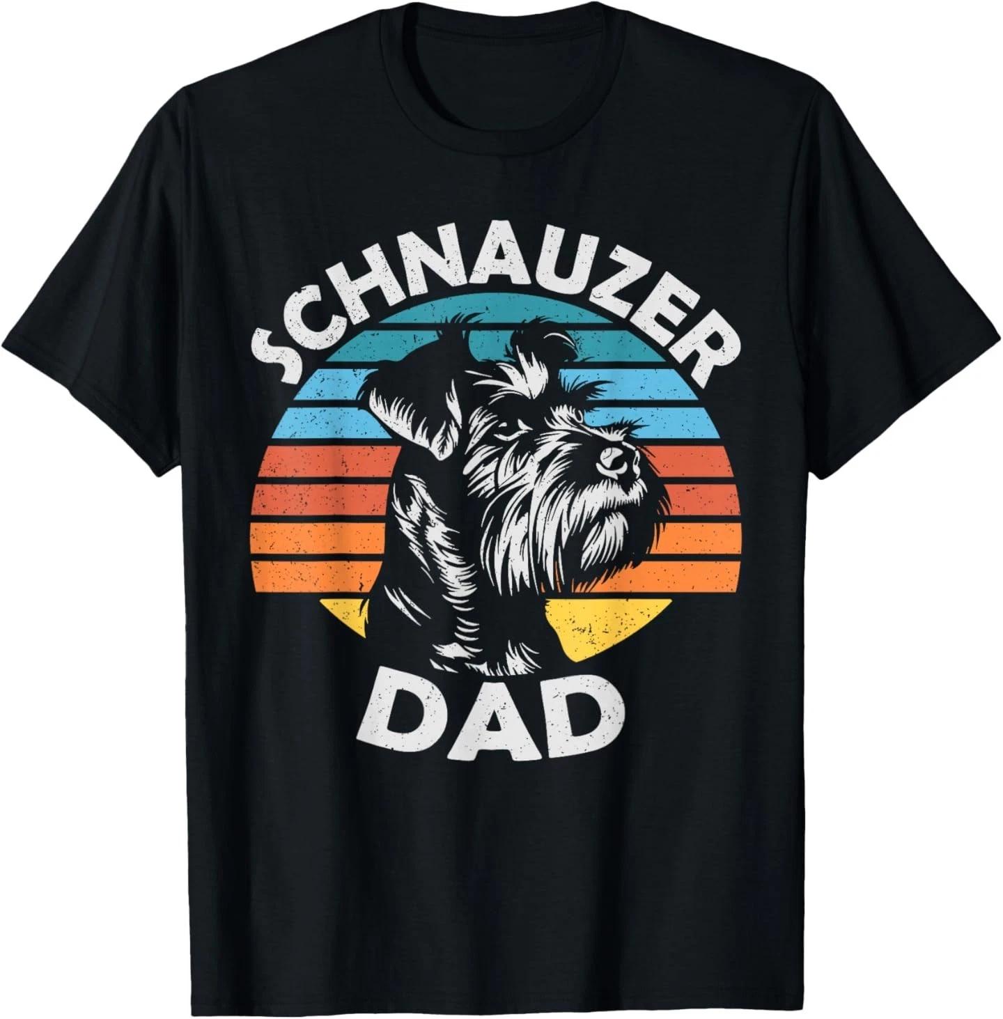 Schnauzer Dad Dog Pet Funny Father s Day Vintage T-Shirt XL
