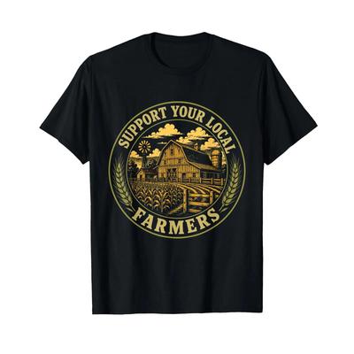 Support Your Local Farmers Vintage Farm Agriculture T Shirt Vintage Washed Stylish Top For Everyday Wear Designer Clothes Homme