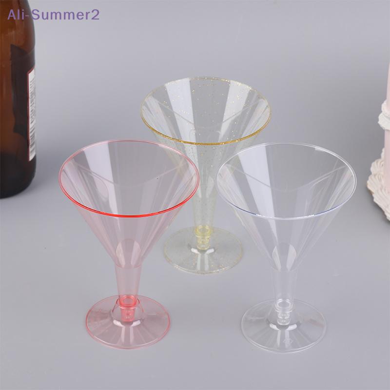 {Summer2} 10Pcs Plastic Martini Cups Transparent Cocktail Dessert Unbreakable Mini Cups For Wedding Party Bowl Wine Ice Cream