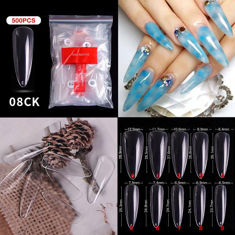 500Pcs/Bagged False Nail Tips Acrylic Practice Nail Capsules Artificial Nails Soft Gel Full Cover Coffin Nail Tips Manicure Tool