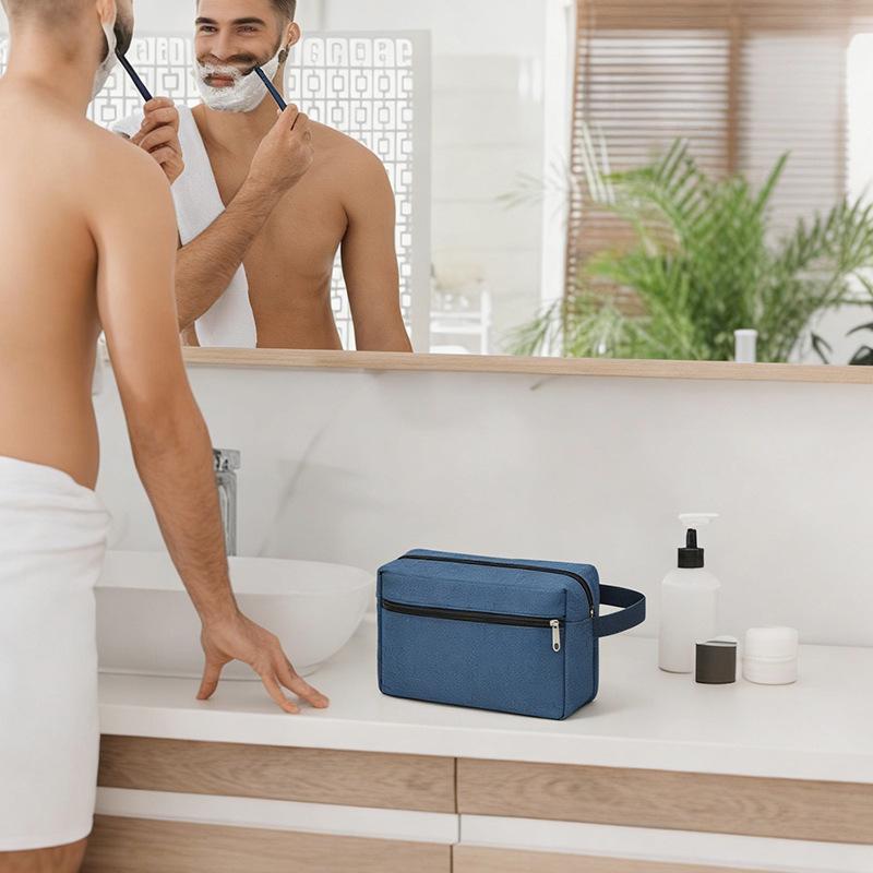 Men's Durable Large-Capacity Travel Canvas Wash Bag with Zipper