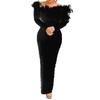 Fall Winter New European American Women's Beaded Bodycon Sexy Dress Crossbordier Dress