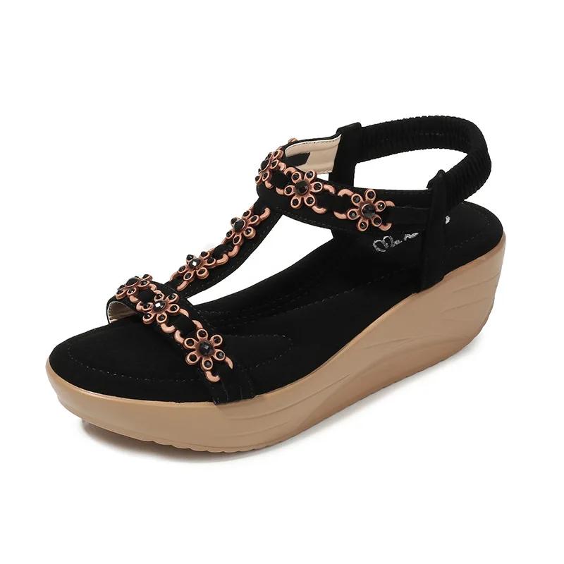 Fashion Shoes for Women Summe Women's Sandals Casual Ladies Flat Comfortable Non-slip Sandalias Mujer Elastic Band Wedges Footwear